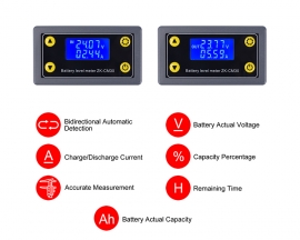 Coulometer Meter Lead-acid Battery Voltage Monitor, Battery Capacity Monitor 30A Charge/Discharge Controller 6V-60V LCD Display